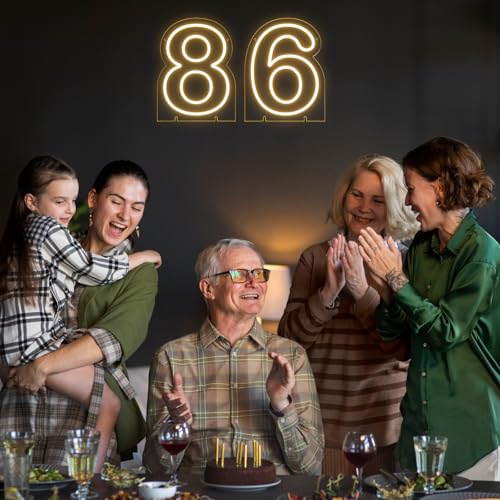 Image of Number 6 LED Neon Sign Backdrop Birthday Party Decoration, 11.3 inch 11.3 inch Height Warm White Marquee Six Numbers Light Up Sign for Wedding Anniversary Window Wall Table, Indoor Battery Operated or USB