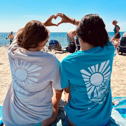 Image of Vintage Oversized Flower Graphic Tees Cute Surfboard Palm Baggy T-Shirts Summer Preppy Beach Tops Teen Girls Clothes