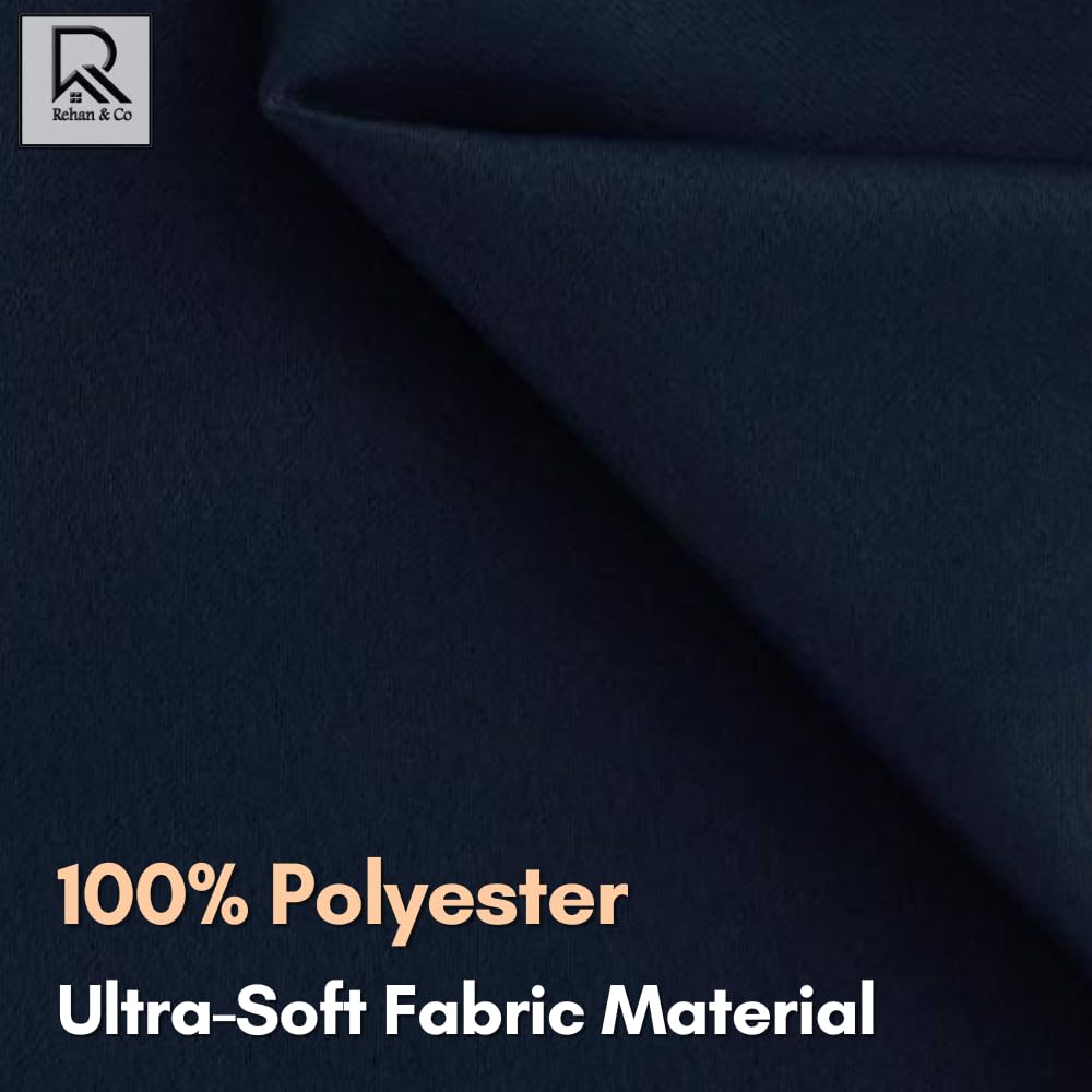 REHAN & CO Blackout Curtains for Bedroom Super Soft Thermal Insulated Black Out Eyelet Curtains with Tie Backs for Living Room Kitchen Navy (W46 x L90 Inch 2 Panels) - Image 2
