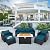 Pieces Patio Sofa Outdoor Chairs Outdoor Patio Furniture Waterproof Covers Anti-Slip Cushions 45 in Outdoor Fire Pits Outdoor Propane Fire Pit Table Patio Furniture Set Peacock Blue
