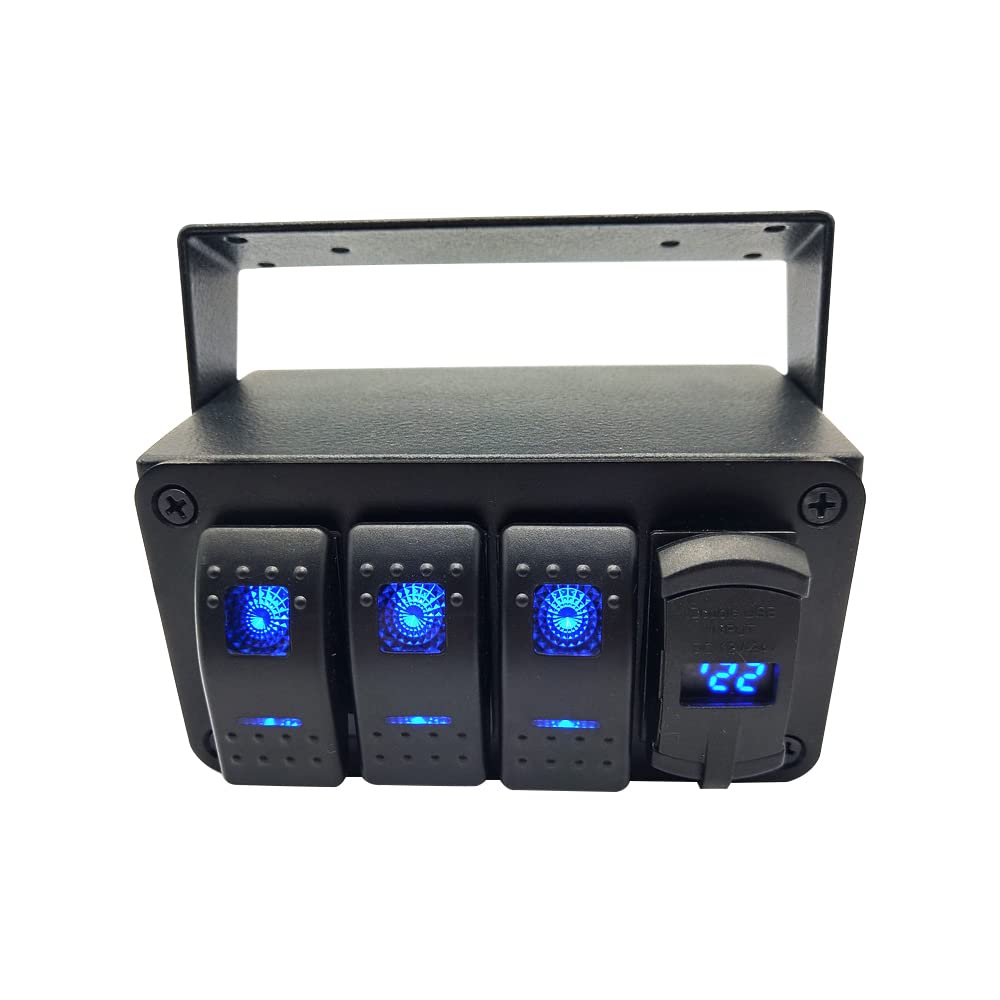 6 Gang Panneau de Commande 12-24V Étanche ABS RV Bateau Marin Vert LED Panneau D