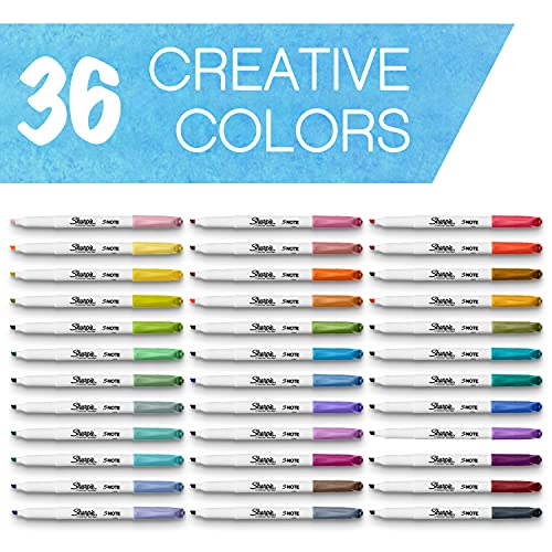 Sharpie S-Note Creative Markers, Highlighters, Assorted Colors, Chisel Tip, 36 Count #TOP3