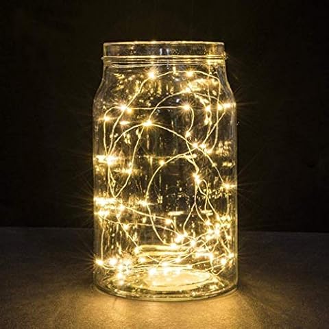 2 Pack Battery 2M 20 LED Silver Wire Fairy String Lights Firefly Lights DIY Decoration with Timer for Bedroom Jars Christmas Wedding Party Festival Outdoor Camping - Warm White Cover