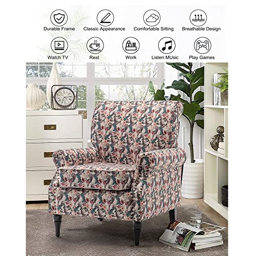 Qhitty Modern Accent Chair With Wood Legs And Thick Cushion, Mid Century Upholstered Accent Armchair High Back Rest And Armrest, Leisure Single Sofa Chair For Bedroom/Home Office/Study (Flannelette) #TOP2