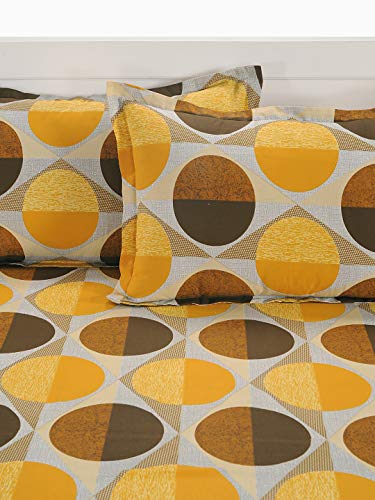 Image of Swayam Pure Cotton King Bedsheet with 2 Pillow Covers | 160 TC Soft Breathable Bed Sheet | Geometric Printed | Size 108 x 108 inch | Comfortable & Durable for Bedroom - Yellow