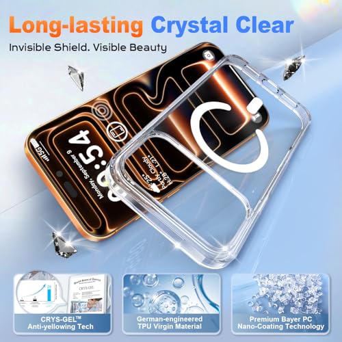 Image of MOCCA Magnetic for iPhone 17 Pro Max Case, (Compatible with Magsafe) (16FT Military Grade Protection) Full Camera Protection Anti-Fingerprint Slim Shockproof Protective Phone Cover 6.9 inch, Clear