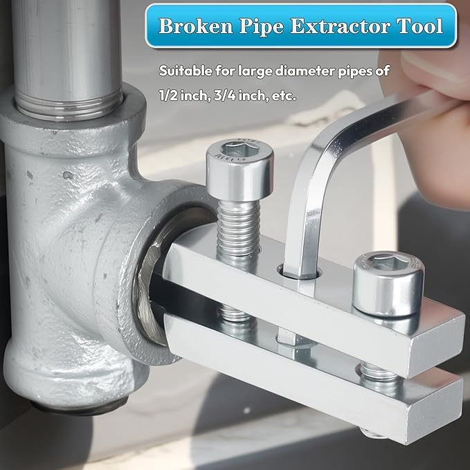 Image of Faucet Angle Valve Broken Wire Extractor,Adjustable Broken Pipe Extractor Universal Tool for Damaged Bolt and Faucet Remover for 1 /2 inch and 3 /4 inch in Stripped Thread, Stainless Steel