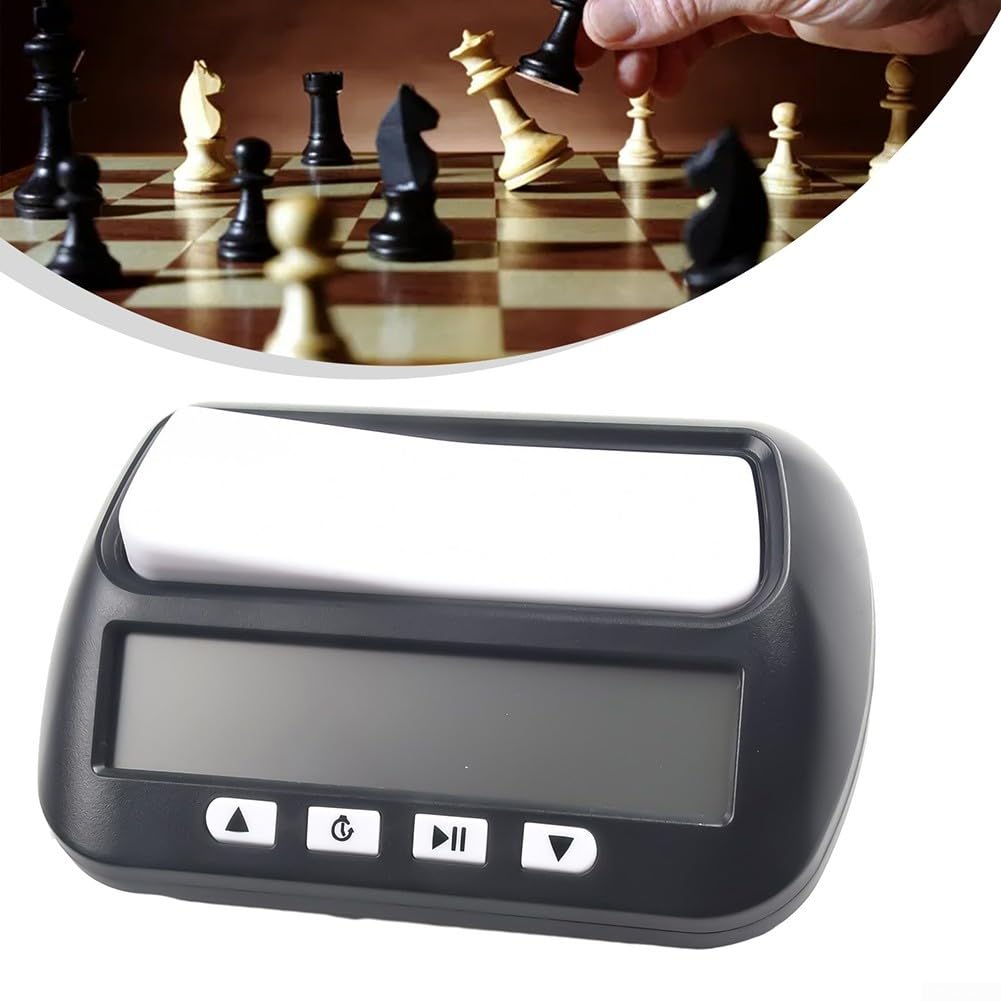 Orologio digitale compatto per conto alla rovescia da tavolo, cronometro, timer per tornei, per scacchi e giochi da tavolo per 2 giocatori (nero)