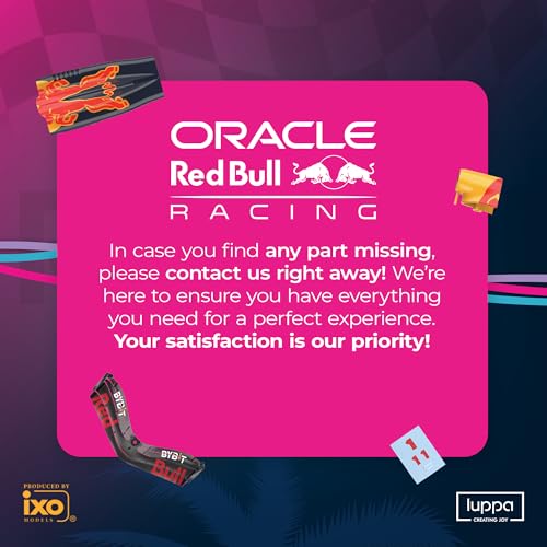Image of Formula 1 Miami GP RB19 Model Kit - 1:18 Scale Argentinian fan competition winner. Neon pink & teal Miami Vice F1 RB19 Model Inspired by Max Verstappen Building kit, Collectible diecast, 140 Pieces