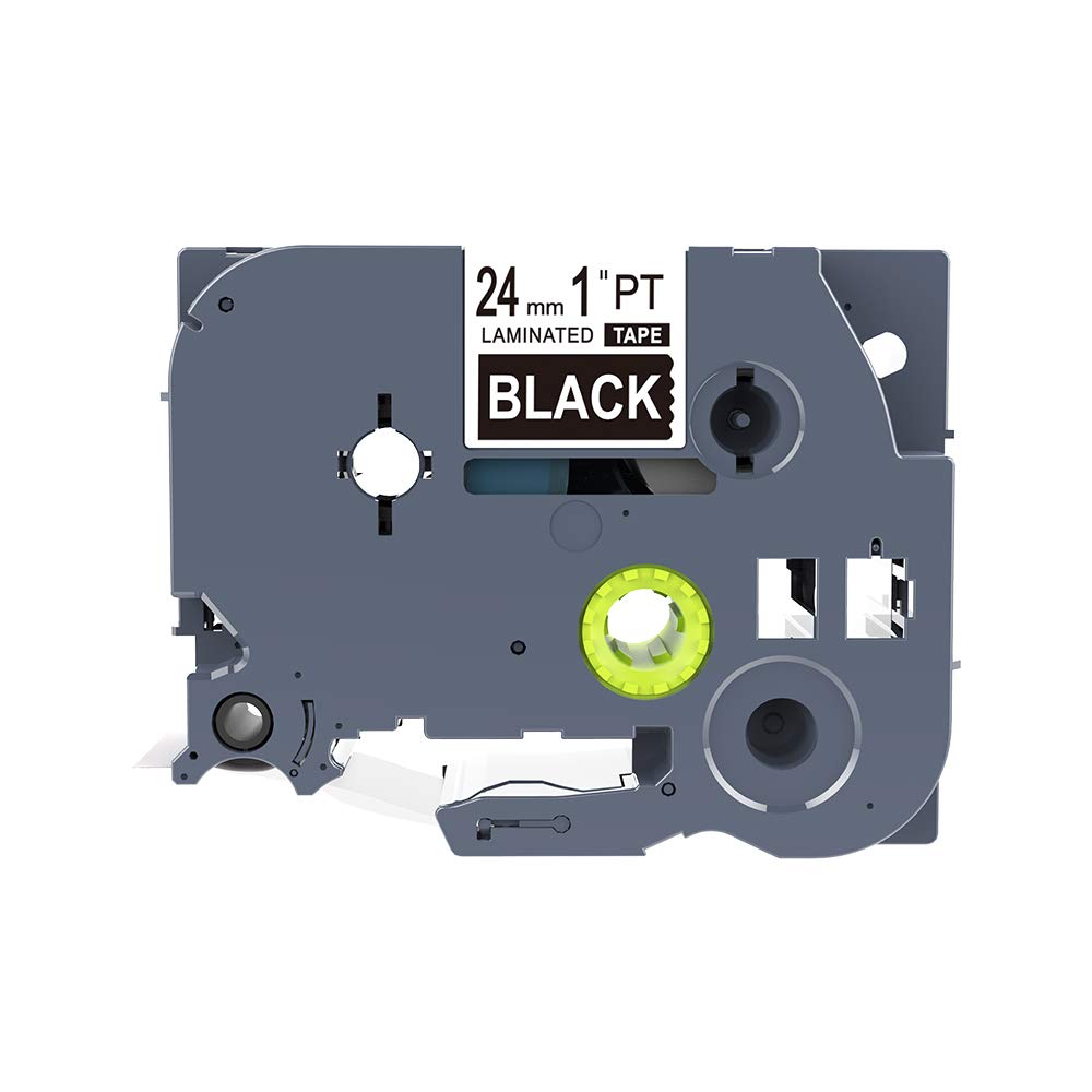 IDIK  1PK White on Black Standard Laminated Label Tape Compatible For Brother P-Touch TZe-355 TZ355 TZe355(24mm x 8m)