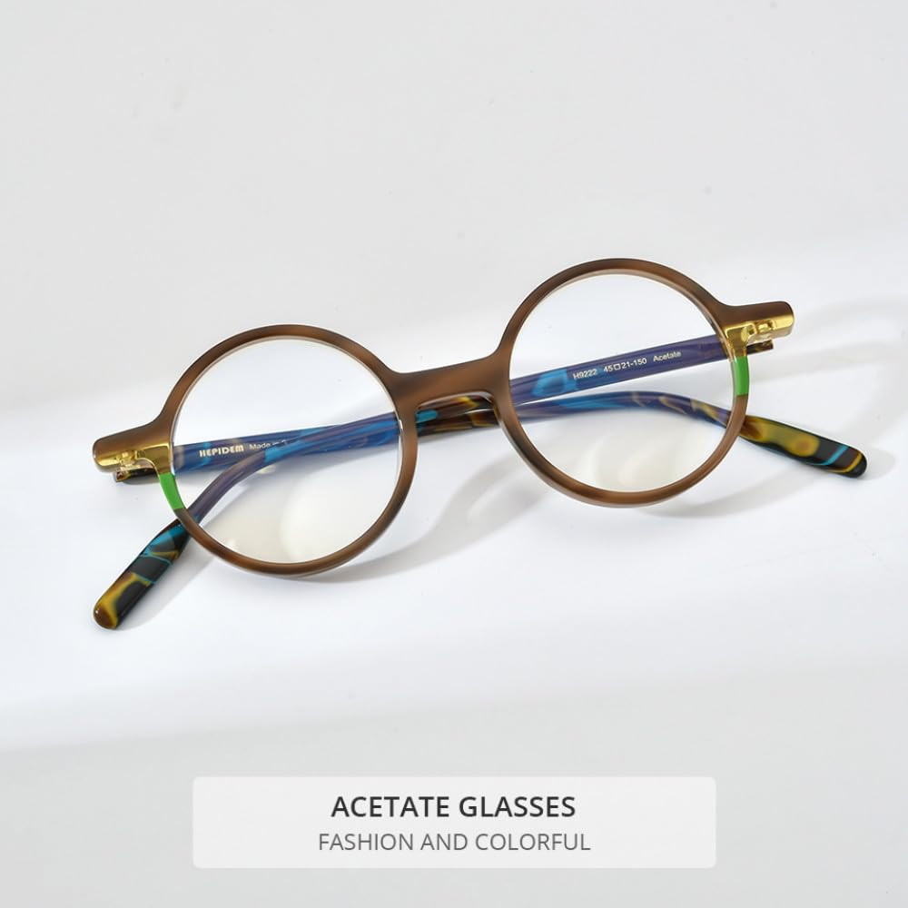 MUTYNE Occhiali da vista in acetato multicolore Montatura da uomo Occhiali da vista rotondi retrò Occhiali da vista da donna