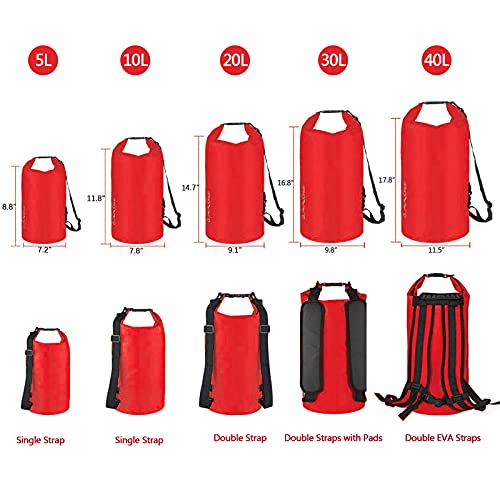 Image of OMGear Waterproof Dry Bag Backpack Phone Pouch 40L /30L /20L /10L /5L Floating Dry Sack for Kayaking Boating Outdoors Activities