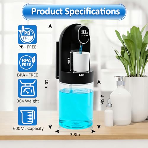Image of Mouthwash Dispenser for Bathroom, Automatic Mouthwash Dispenser, 20.29 oz Touchless Electric Wall Mounted Mouth Wash Dispenser, 4 Modes with 4 Magnetic Cups for Kids & Adults,Bathroom Accessories Set