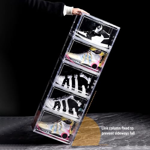 Organizador de zapatos transparente multicapa apilable que optimiza el espacio vertical en casa 7
