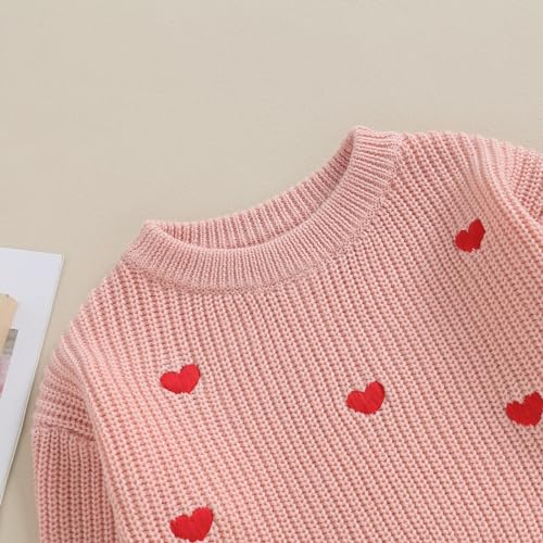 Baby Girl Valentines Outfit Love Heart Sweet Long Sleeve Sweater Tshirt Crewneck Tops Fall Winter Clothes3