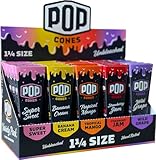 Pop Cones Pre Rolled Cones with a Flavor Burst Pop Inside A Tip | 6 Cones Per Box Pack of 25 | (Variety Pack, 1 1/4 (Unbleached))