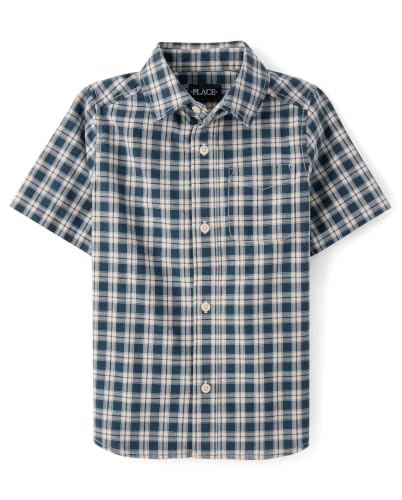 Image of The Children's Place Boys' Short Sleeve Poplin Button Down Shirt