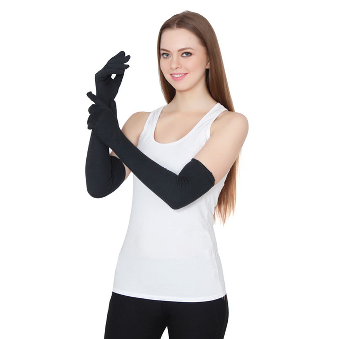 Amazon Brand Nora Nico Womens Cotton Full Hand Gloves for Sun Protection, Dust, Pollution while Driving, Biking-image-4