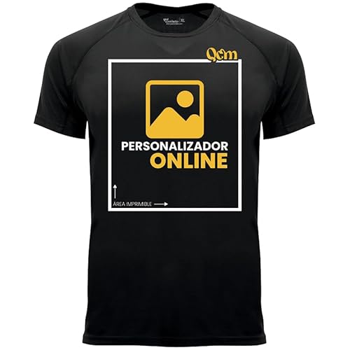 QCM · Camiseta Personalizable · Hombre · Manga Corta · Deporte · Impresión Directa (DTG) · ¡No es un Vinilo Impreso! Se Imprime Directamente sobre el Tejido! (Negro, L)