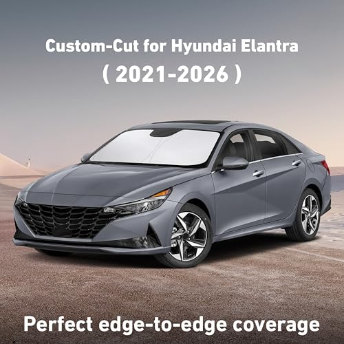 Image of EcoNour Windshield Sunshade Compatible for Hyundai Elantra 2021-2024 2025 2026, Sun Visor for Front Windshield & Window Sun Shade Cover, UV Heat Blocker & Protector, Car Accessories