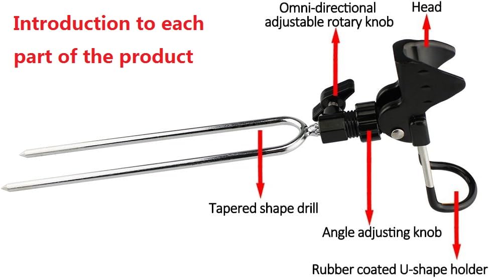 Support de canne à pêche en acier inoxydable réglable 360°