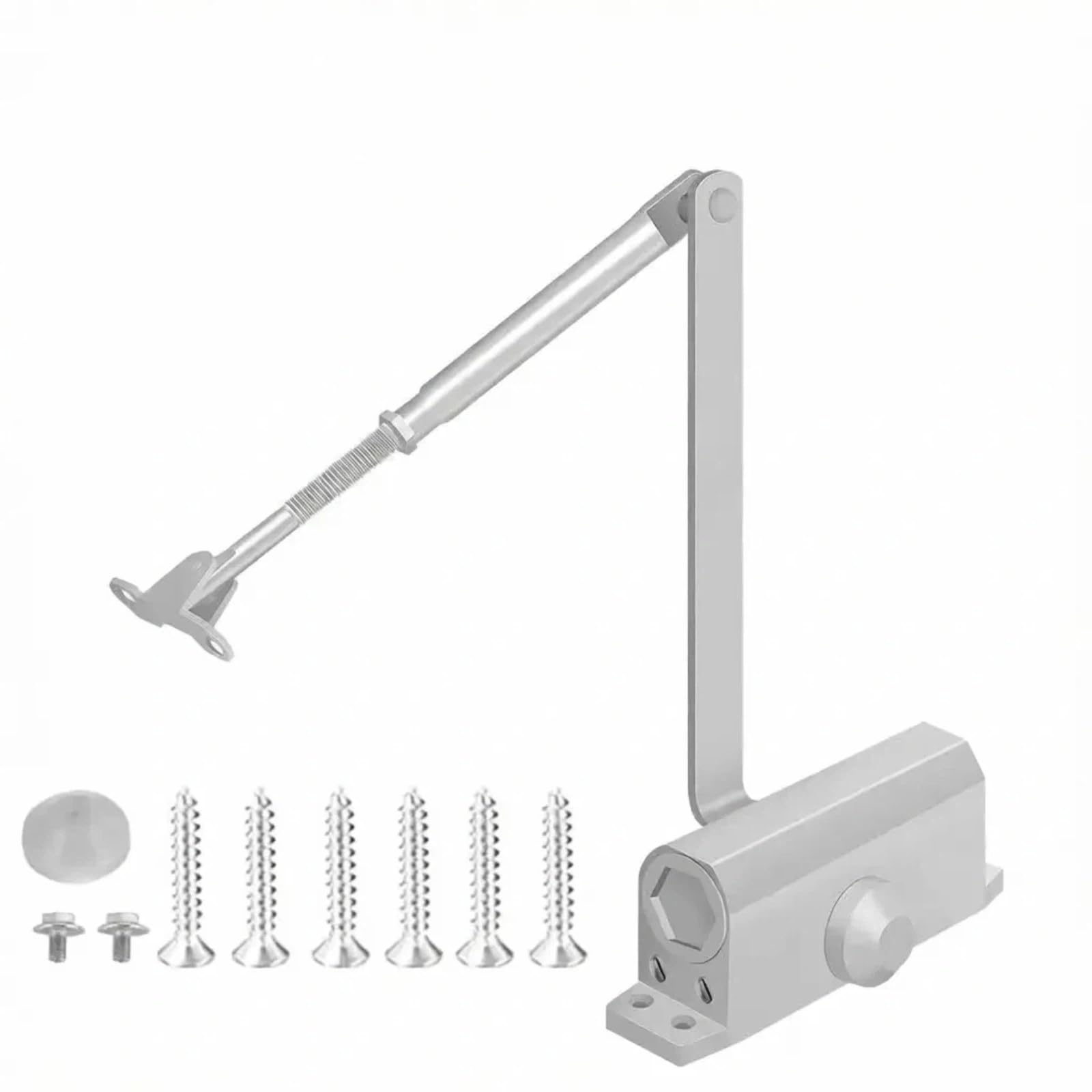 Glijiegaz Grey Automatic Door Closer, 40-65Kg Fire Resistant Closer Made Of Aluminum Alloy And Steel, Quiet Hydraulic Operation With Adjustable Speed For Residential And Commercial Fire Doors