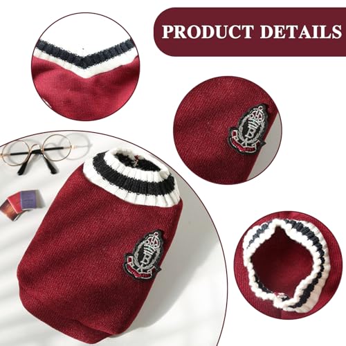 2 Pièces Pull pour Chien, Pyjama Chien, Pull pour Chat Style Académique, Vetement Chiens avec Fine Couche de Molleton, Pulls-Overs pour Chiot Convient aux Petits Chiens, Vert et Rouge, M – Image 4