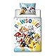 Character World Paw Patrol offizieller Bettbezug für Kleinkinderbett, Splodge-Design, wendbar, 2-seitig, Junior-Bettwäsche, inklusive passender Kissenbezug-Marken, Für Kinder