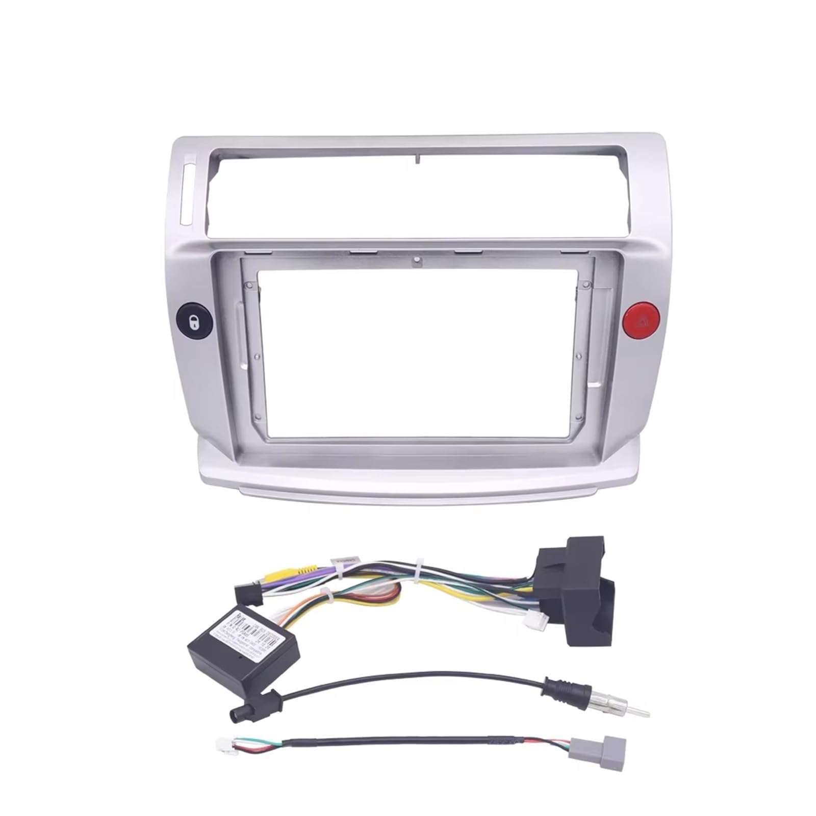 Per Citroen Per C4 2004 2005-2014 Canbus Audio Montaggio Trim Pannello Kit 9 Pollici Auto Radio Fascia Telaio Adattatore Autoradio mascherina(Silver with cable)
