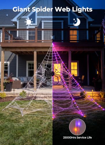  16.4 ft 255 LED Halloween Giant Spider Web Lights Set  - image 3