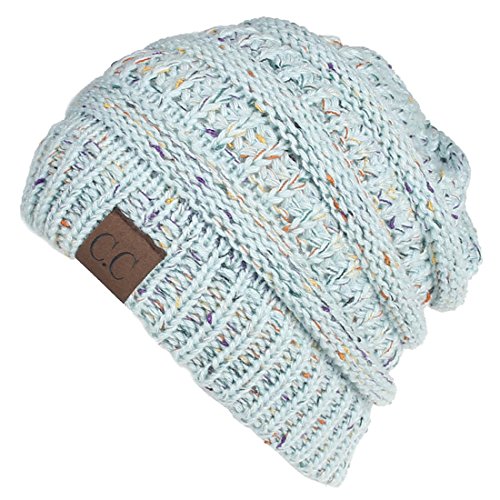 Preisvergleich Produktbild Yixda Unisex Wintermütze Messy High Bun Pferdeschwanz Slouch Beanie Mütze (Hellblau)