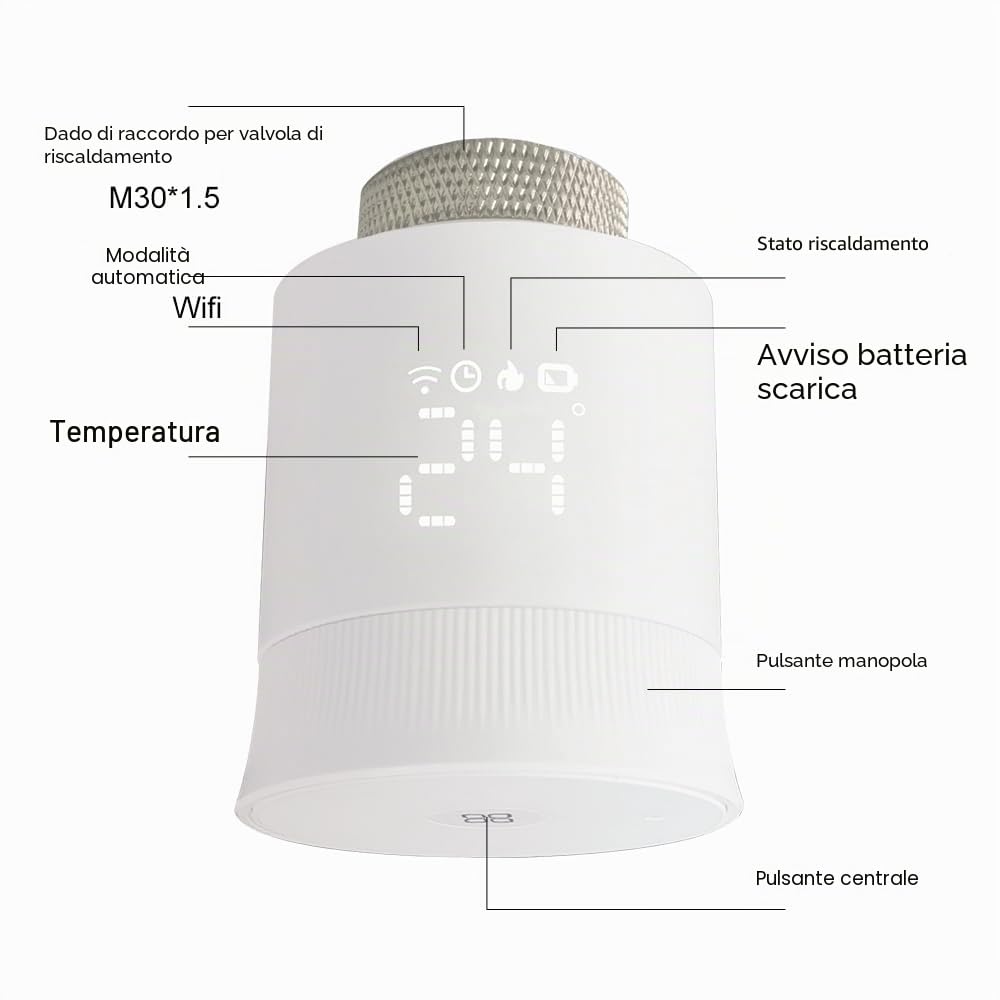 KETOTEK Valvole termostatica per Termosifoni WiFi Zigbee con Hub, Testa Termostatica Intelligente, Termostato Programmabile Alexa/Google Assitant Compatibile, Smart Life/Tuya APP Controllo