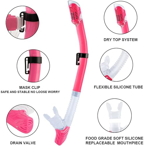 Miniatura 2 de Juego de esnórquel para niños con máscara, aletas, paquetes de esnórquel, con máscara de buceo, esnórquel, aletas ajustables para nadar, bolsa de