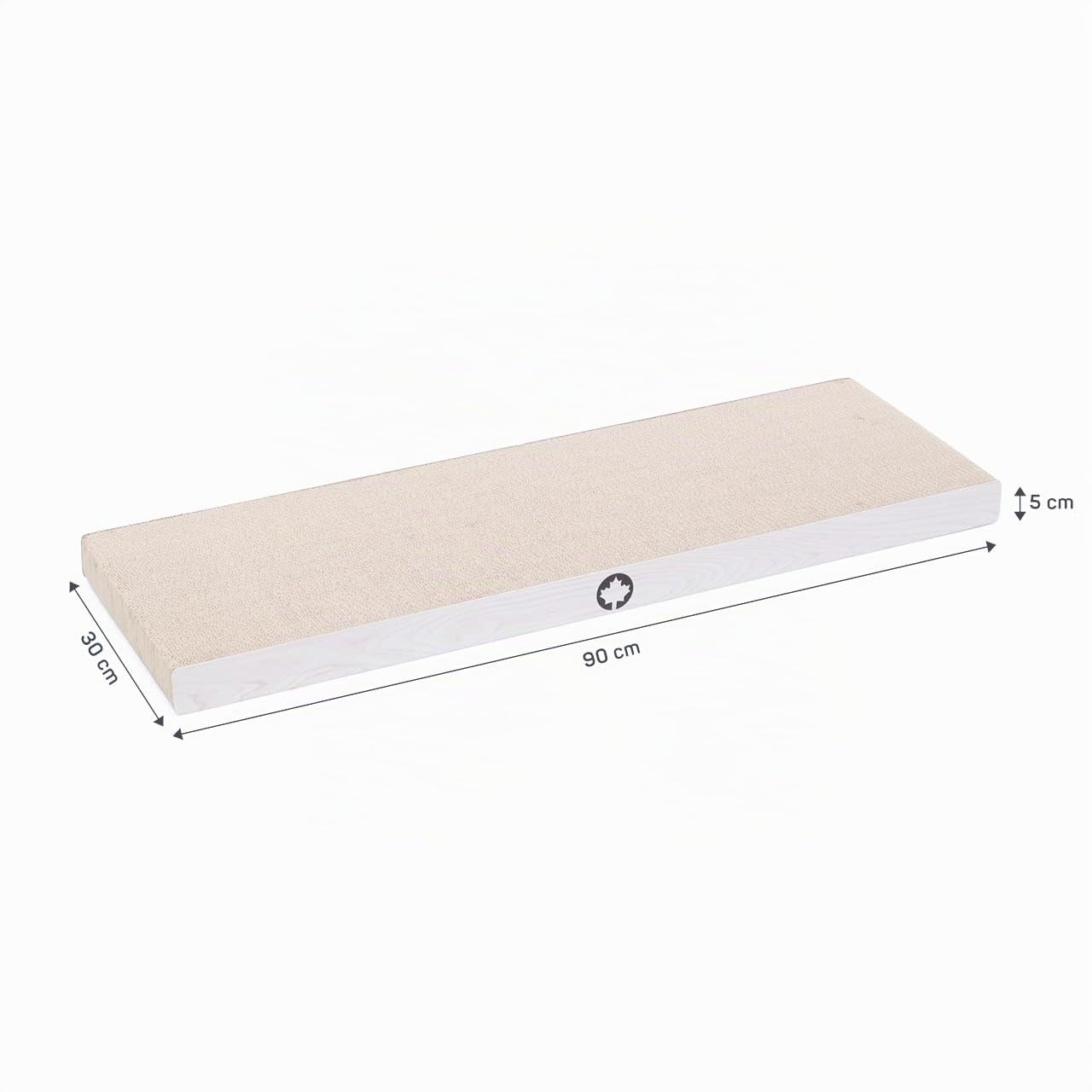 CanadianCat Company | Premium Kratzbrett XXL Saturn Kratzpappe für Katzen - wendbare Katzen-Kratzmatte in weiß, Langer Kratzspaß | ca. 90 x 30 x 5 cm