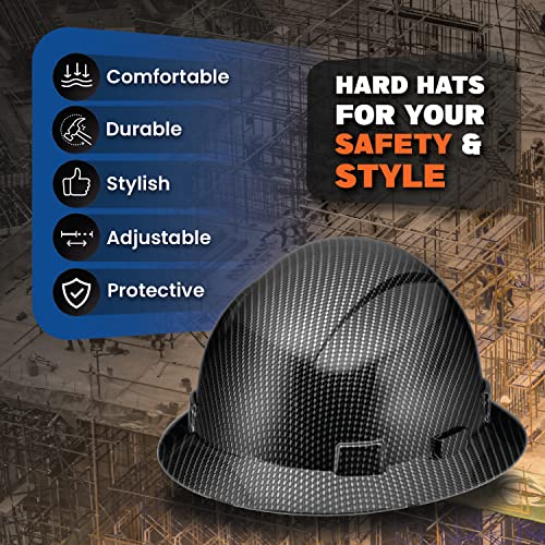 Full Brim Osha Construction Hard Hat, Classic Black Carbon Fiber Design Gloss Finish Hard Hats, Work Approved Safety Helmet, Cascos De Construccion Hardhat For Men, Hard Hat By Acerpal #TOP1