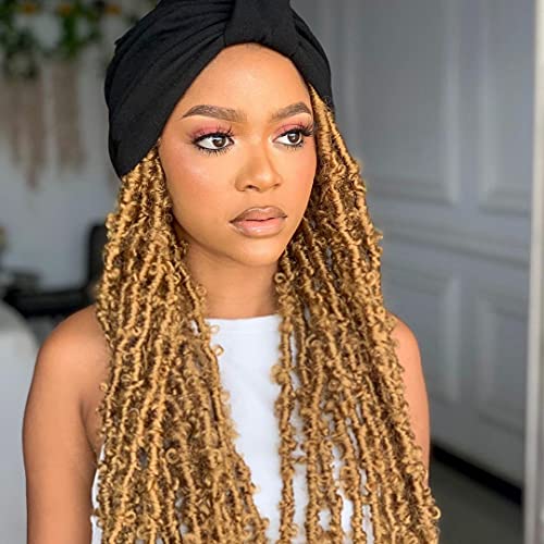 ZRQ 18 Inch Butterfly Locs Crochet Hair 6 Packs Short Strawberry Blonde Faux Locs Pre looped Natural Messy Crochet Braids Synthetic Extensions 27#
