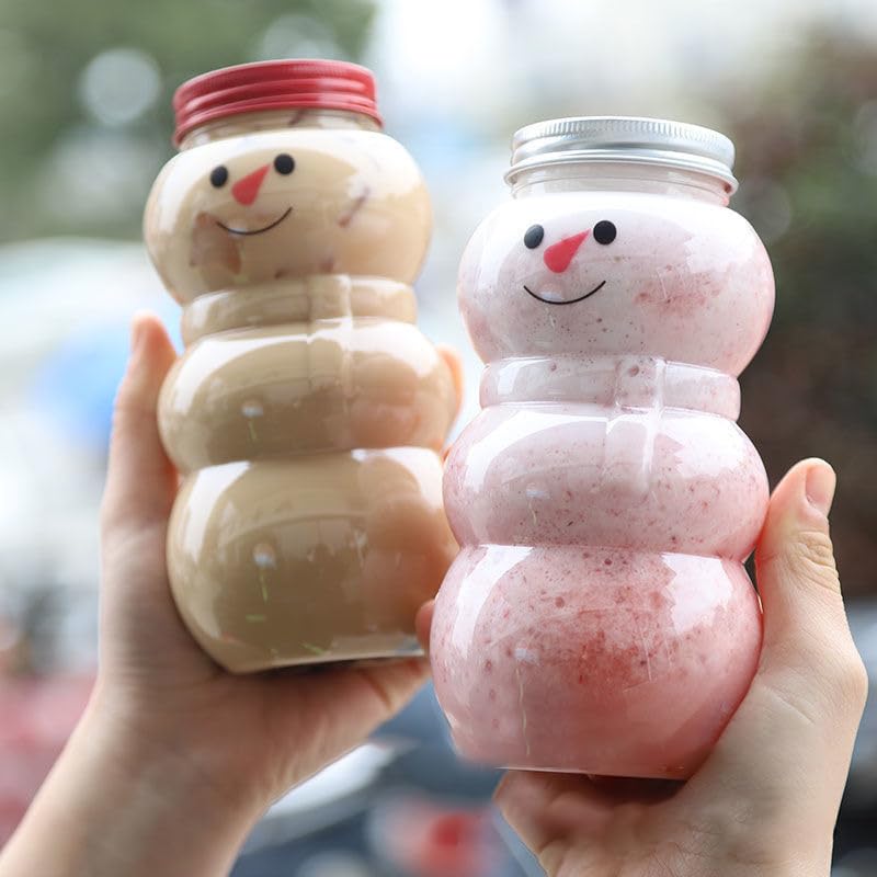 Produktbild von Set Mit 8 Schneemann Milchflaschen Für Weihnachten, Rot-Weiss