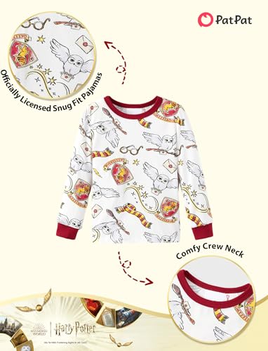 Harry Potter Schlafanzug Mädchen Junden Kinder Hogwarts Hedwig Owl Langarm Winter Pyjama Sets, Gryffindor Weihnachten Zweiteiliger Nachtwäsche 2-10 J. 90 98 104 110 116 122 128 134 140 146 152 158