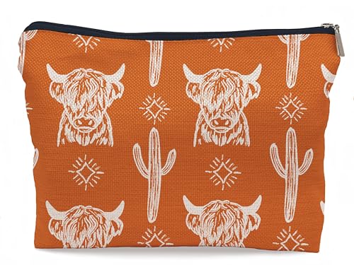 Image of Western Cow Makeup Bag,Western Cow Gifts For Women,Cowgirl Stuff For Women,Cowgirl Gifts(COW A)