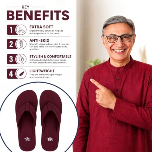 Image of ORTHO JOY Men Doctor Ortho slippers | Extra Soft comfortable and stylish flip flop slippers for Men in exciting colors |Lightweight | Anti Skid | Daily Use Chappal