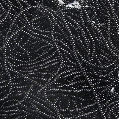 Czech Glass Seed Beads 12/0 (1.9mm Diameter) Strung Opaque Black DIY Jewelry Making Beads - 500g Bulk Bag by Preciosa (Jablonex)