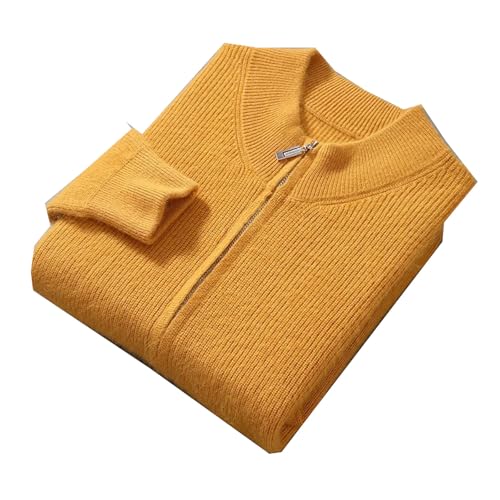 Men's 100 Percent Mink Cashmere Sweaters Stand Collar Thickened Cardigan Winter Warm Casual Knitted Zipper Tops