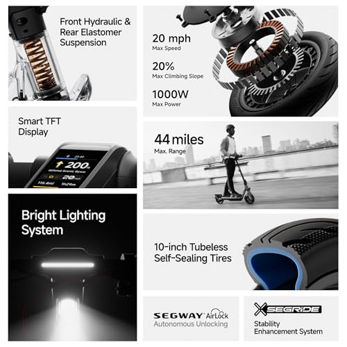 Image of Segway Ninebot F3 Electric Scooter, Up to 20 MPH, 44-Mile Range, Self-Sealing Tubeless Tires, Front Hydraulic & Rear Elastomer Suspension, UL2271 2272 Certified