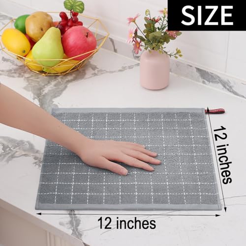 Image of Homaxy 100% Cotton Terry Kitchen Dish Cloths, 6 Pack, Grey