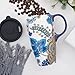 DUSVALLY Ceramic Coffee Mug for Home & Office, 17oz. Splash-Resistant Slider Lid and Handle, Dishwasher and Microwave Safe, 6.5