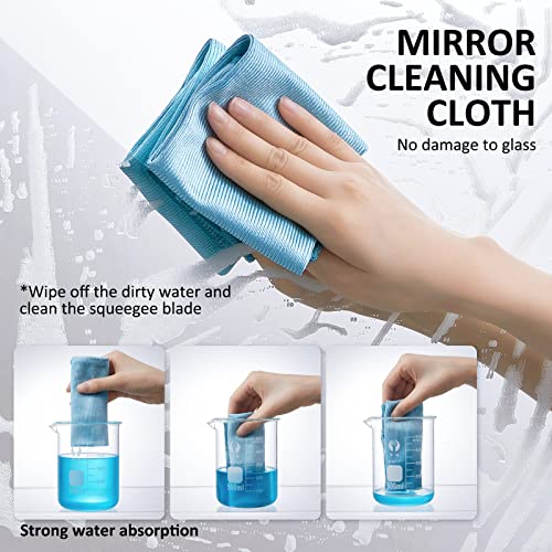 Leverloc Shower Squeegee For Shower Glass Door, Squeegee For Shower Doors, Mirrors, Car Windows, Bathroom Cleaner With 1 Suction Cup Hook Holder & 1 Microfiber Cloth - Stainless Steel, 12 Inch #TOP7