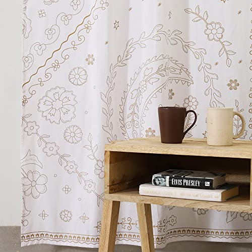 Popular Handicrafts Indian Hippie Mandala Bohemian Beautiful Paisely Window Drapery Curtain Bedroom Living Room Balcony Valance Panels White Gold #TOP4