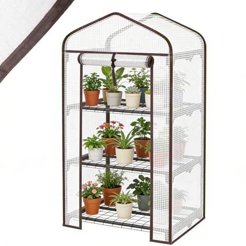 Sekey Mini Tomatengewächshaus 3 Etagen Foliengewächshaus Gewächshaus klein Balkon Winterfest - für Indoor & Outdoor Tomatenhaus mit herausnehmbaren Ebenen für Flexible Pflanzhöhe