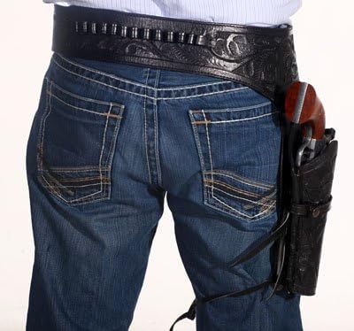 38/357 Caliber Black Leather Gun Holster Size 44
