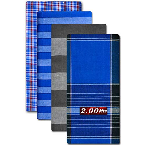 Craftopia Overseas Lungi for Men's, Multi Color Cotton Checked Combo of 4, Size-2meters (Lungis)